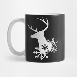 White Swirl Pattern Christmas Deer Mug